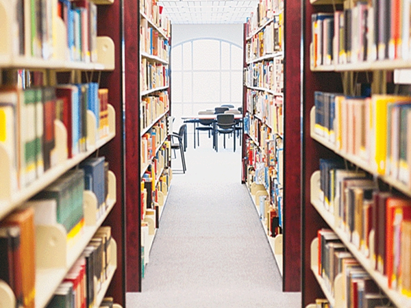 Plancher de bibliothèque scolaire homogène