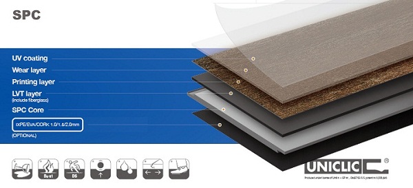Installed wood effect luxury vinyl plank flooring
