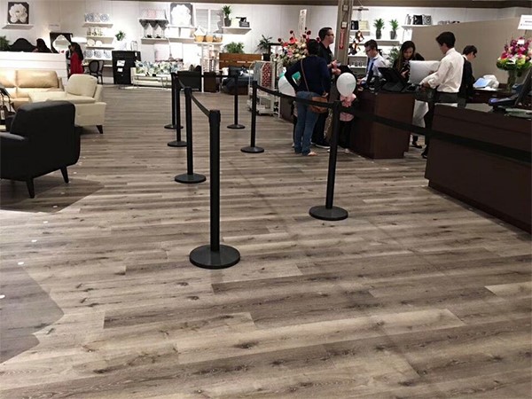 Commercial retail flooring project using wood-look vinyl planks