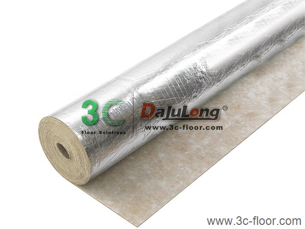 Silver film acoustic flooring underlayment roll supplied by 3C-Floor
